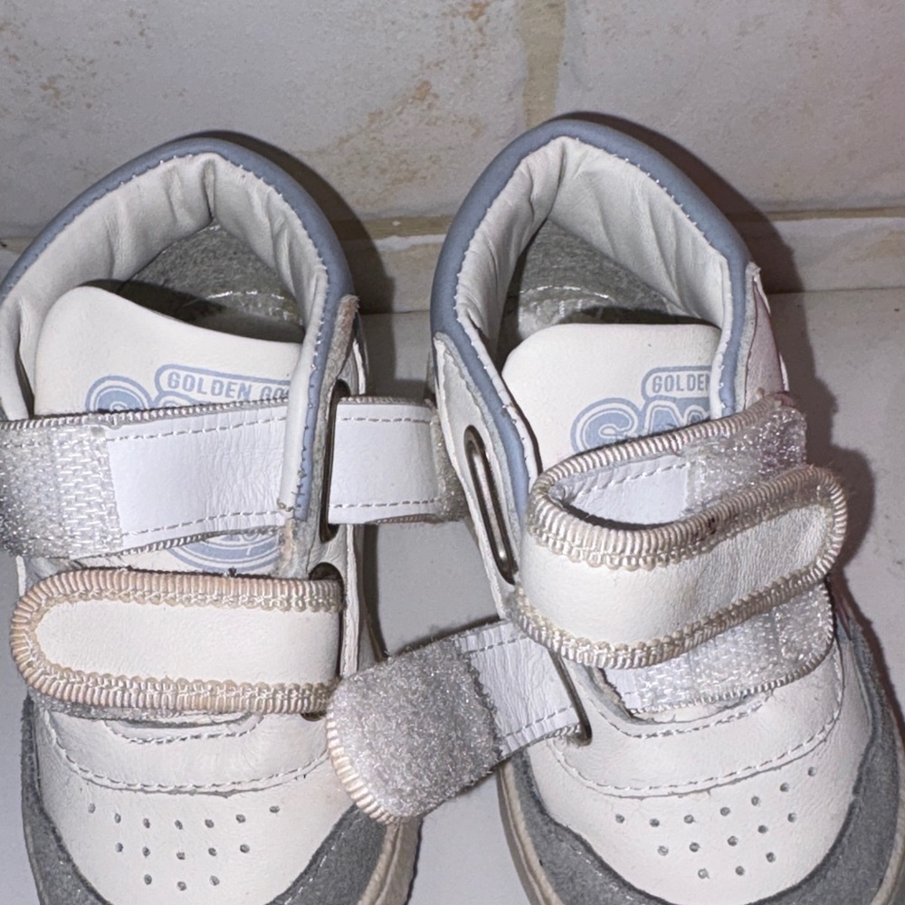 Golden Goose Kids White and Gray Sneakers